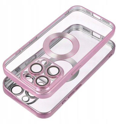 Mbulesë telefoni OEM GLAM për iPhone 17 Air, TPU, me kornizë dekorative, rozë