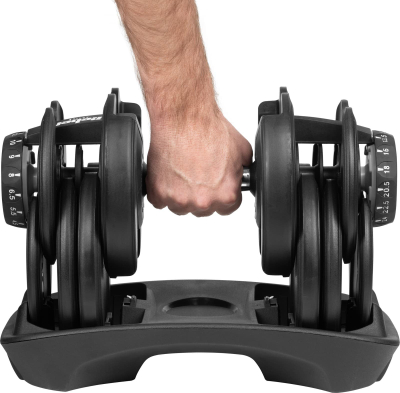 Хантерл со рачка REBEL ACTIVE, 24 kg, прилагодлив, од сиво леано железо, црна боја