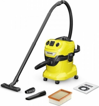 Права правосмукалка со вода и сушење Карчер WD 4 V-20/5/22, 1000W, резервоар 20L, жолта