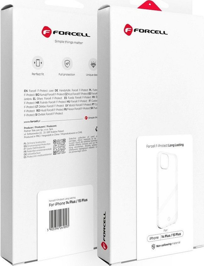 Mbrojtëse telefoni Forcell F-Protect Long Lasting, për iPhone 15 Plus, transparente