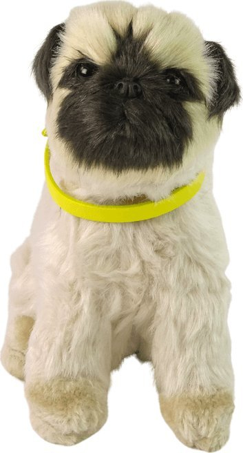 Lodër pelushi qen Pug, me zë dhe lëvizje, bezhë