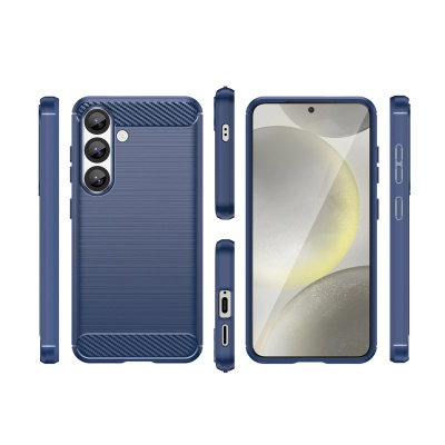 Футрола за телефон Hurtel Carbon Case за Samsung Galaxy S25 Edge, силиконска, заштита од удари, сина