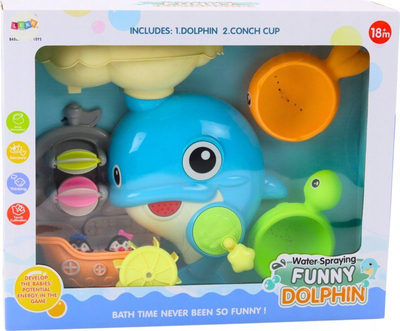 Сет играчки за бања LEAN Toys Blue Dolphin 20147, за деца над 18 месеци, сина