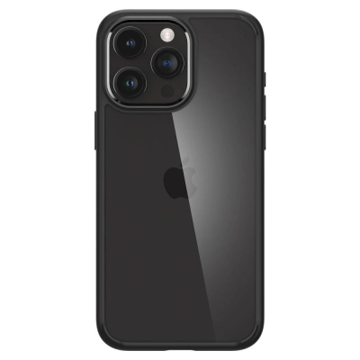 Mbulesë telefoni Spigen Ultra Hybrid për iPhone 15 Pro, transparente, kundër zverdhjes, me kornizë t’zezë
