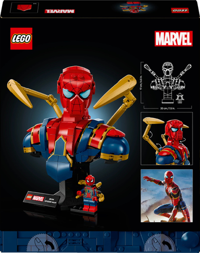 Set LEGO Marvel Iron Spider Man Bust, model koleksionues, për të rritur, shumëngjyrësh
