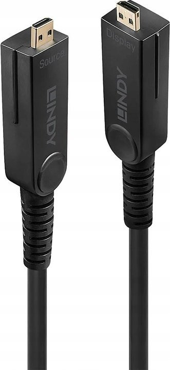 Kabllo Lindy Micro HDMI Hybrid, 30m, 4K 60Hz HDR, e zezë