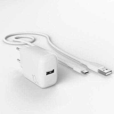 Ѕиден полнач Puro Charger, 10W, 2x USB A, бел