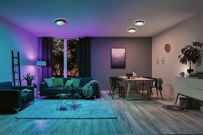 Llambadar tavani Paulmann 70544 LED, me dritë që ulet-ngrihet, me ngjyrë drite të rregullueshme, efekt rainbow, i zi