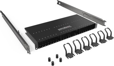 Kornizë rack PATCHBOX PBXFRAME, për rregullim kabllosh, metalike, e zezë