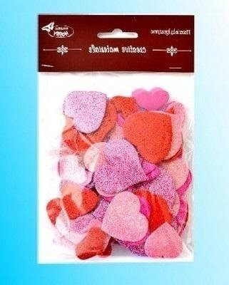 Set dekorativ zemra me shkëlqim Galeria Hobby Glitter Hearts, 88 copa, të kuqe edhe rozë