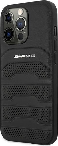 Kapak telefoni Mercedes Benz AMG Line për iPhone 14 Pro 6.1", lëkurë, i zi