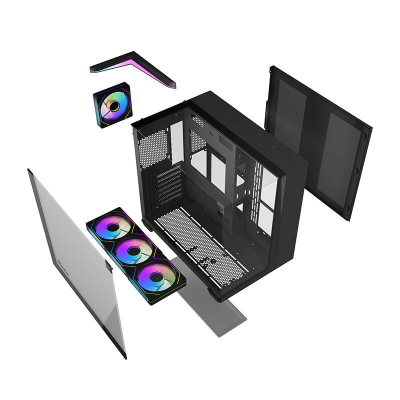 Kuti kompjuteri DarkFlash TH285 ATX Cube, gaming, ARGB, xham i temperuar, e zezë