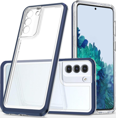 Mbrojtëse telefoni Hurtel Clear 3in1 për Samsung Galaxy S22 Plus, xhel transparente, kornizë blu