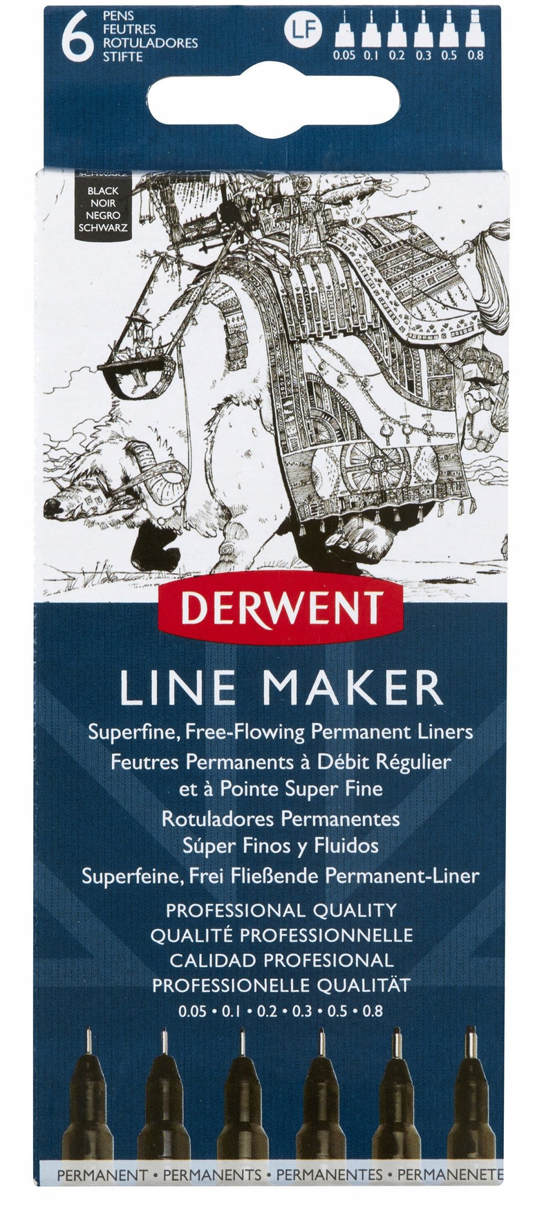 Stilolaps grafik Derwent Line Maker, set 6 copë, i zi