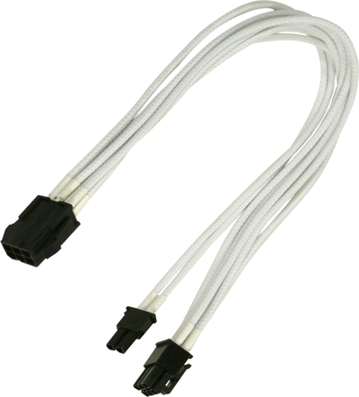 Adapter kabllo Nanoxia PCIe 6-pin në 8-pin, 0.3m, i bardhë
