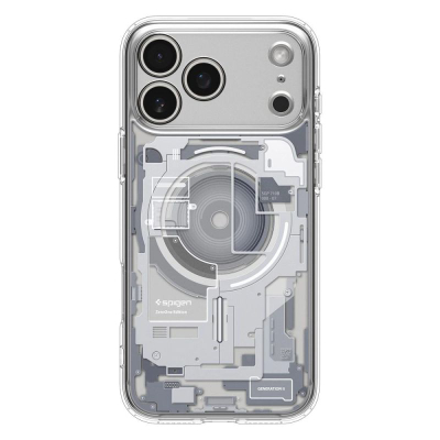 Futrollë telefoni Spigen Ultra Hybrid Zero One për iPhone 17 Pro, transparente, e bardhë