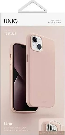 Mbrojtëse telefoni Uniq Lino për iPhone 14 Plus 6.7", silikon, rozë