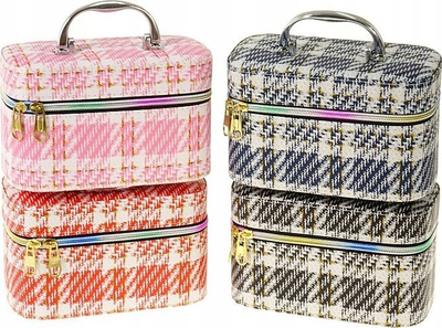 Kuti kozmake ADAR Cosmetic Case S, 23 x 17 x 15 cm, e kuqe me të bardhë