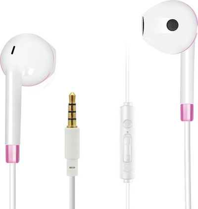 Kufje me kabllo 2GO 795965, in-ear, për telefonata dhe muzikë, rozë me të bardhë