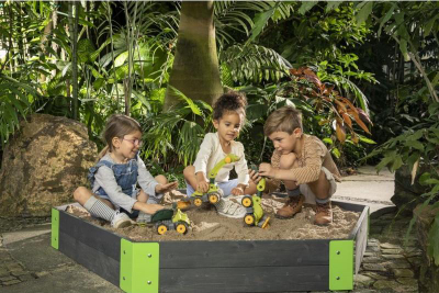 Lodër rëre BIG Power Worker Mini Dino T-Rex, me rrota plastike, për kalamaj 2-5 vjeç, jeshile