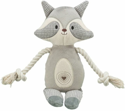 Lodër për qen TRIXIE rakun pelush, me litar, 33 cm, gri