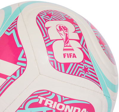 Top futbolli Adidas TRIONDA Club World Cup JD8054, madhësia 5, TPU, i bardhë me rozë
