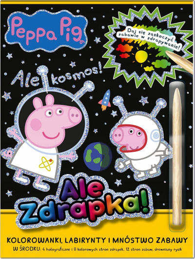 Libër aktiviteti Peppa Pig What a Scratch Off What a Space, me stilolaps gërvishtës, për fëmijë, shumëngjyrësh