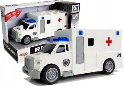Lojë me Ambulancë me fërkim, 1:20, me dritë edhe zë, e bardhë