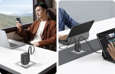 Karikues muri USAMS CC233, USB C 20W PD QC, kabllo USB C tërheqëse, i zi