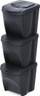 Set koshash mbeturinash SORTIBOX ECO WOOD, 3x25L, për riciklim, antracit
