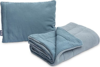 Set shtrati për bebe Sensillo Knitted, muslinë pambuku, anti alergjik, blu