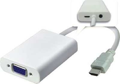 Adapter AV MicroConnect HDMVGA2, HDMI në VGA, 3.5mm audio, i bardhë