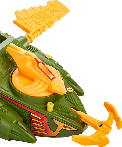 Lodër mjet fluturues Masters of the Universe Origins Wind Raider, për figura 14 cm, me bazë për me e ekspozu, jeshile me portokalli