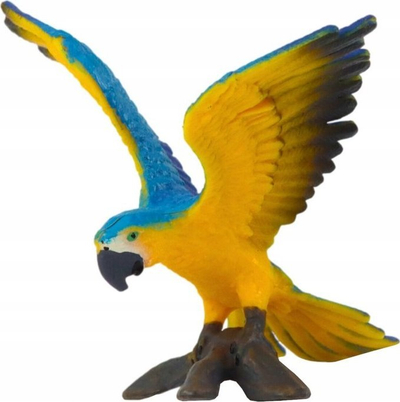 Figurinë papagall Leantoys Parrot Ara Ararauna, 7 cm, me plot ngjyra