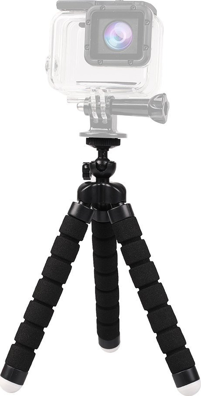 Tripod fleksibël Octopus për kamera dhe smartphone, me kapëse universale, i zi