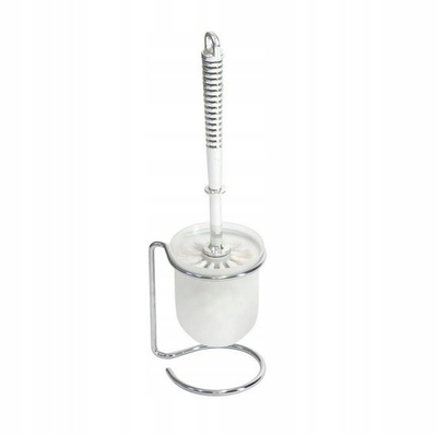 Furçë tualeti Toilet Brush 072, me mbajtëse metalike të kromuar, plastike, e bardhë me argjend