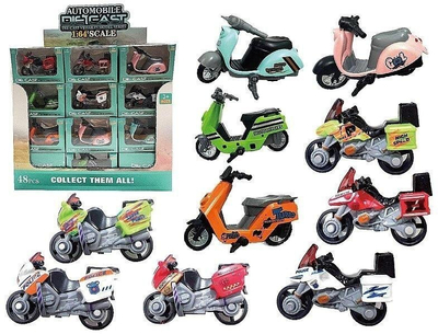 Lodër motoçikletë metalike 10 cm, model skuter, shumëngjyrëshe