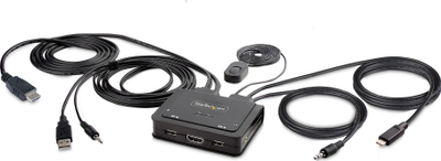 Switch KVM StarTech 2 porta, USB C dhe HDMI, 4K 60Hz, i zi