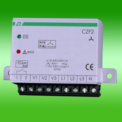 Relé mbrojtëse F&F CZF-2, humbje dhe asimetri faze, 10A, 45V