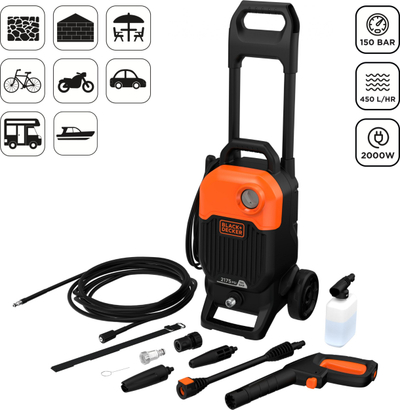 Lavatriçe me presion Black &amp; Decker BEPW1700, 1700W, 125 bar, portokalli me të zezë