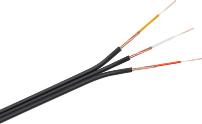 Kabllo audio trefishe RCA, bakër, në bobinë, e zezë