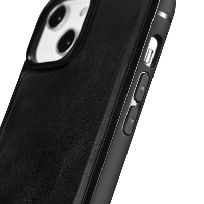 Këllëf telefoni iCarer Leather Oil Wax për iPhone 14 Plus, me MagSafe, i zi