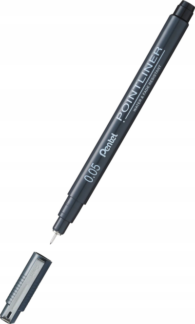 Stilolaps fineliner Pentel PointLiner, 0.05mm, bojë pigmenti rezistente ndaj ujit, i zi