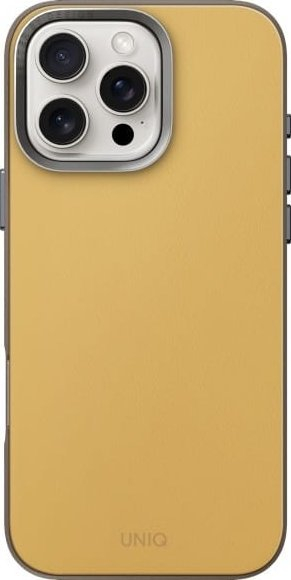 Maskë mbrojtëse Uniq Lyden DS për iPhone 16 Pro 6.3", MagClick Charging, gri e errët me të verdhë