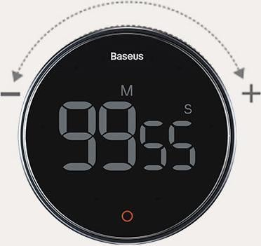 Timer kuzhine Baseus Heyo Pro LED, numërim mbrapsht, me magnet, gri e errët