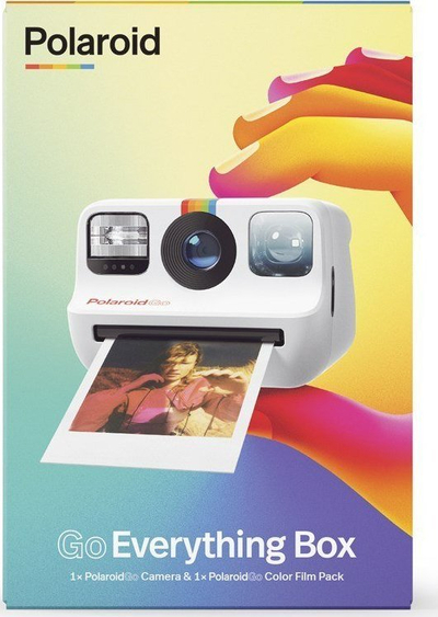 Set kamerë instant Polaroid Go Everything Box, e vogël, me ekspozim të dyfishtë, e bardhë
