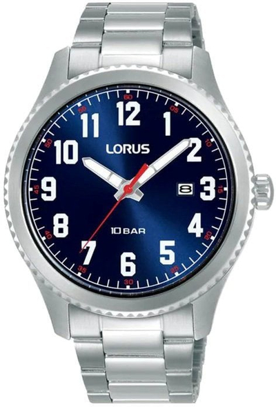 Orë dore Lorus Sports RH981RX9, çelik inox, mban ujë deri në 100m, fushë blu