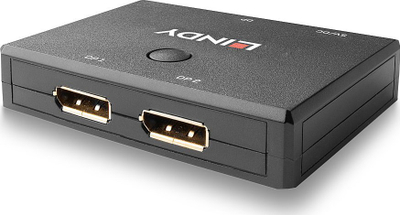 Прекинувач DisplayPort Lindy 2 Port 1.2, 4K 60Hz, двонасочен, црн