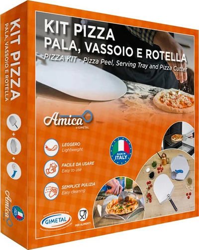 Set për picë Home, paletë 30 cm, rrotë prerëse 10 cm, alumini argjendtë