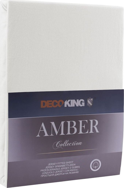 Чаршаф со ластик DecoKing Amber, памук џерси, 200-220x200x30 cm, бел